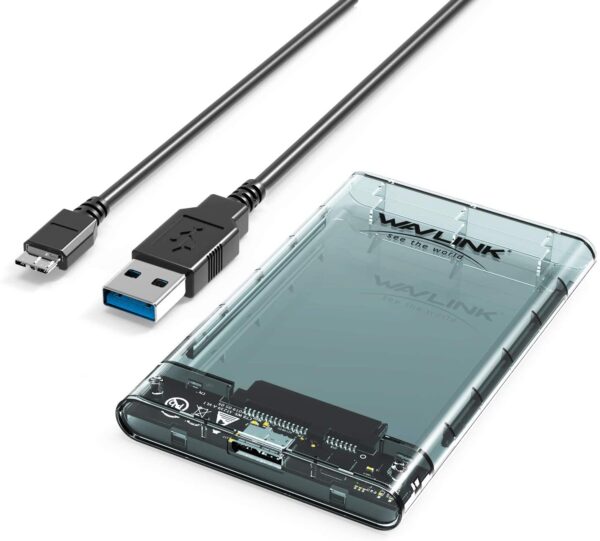 WAVLINK USB 3.0 to SATA External Hard Drive Enclosure for 2.5 inch 5mm/7mm/9.5mm SATA I/II/III HDD/SSD Support UASP Function